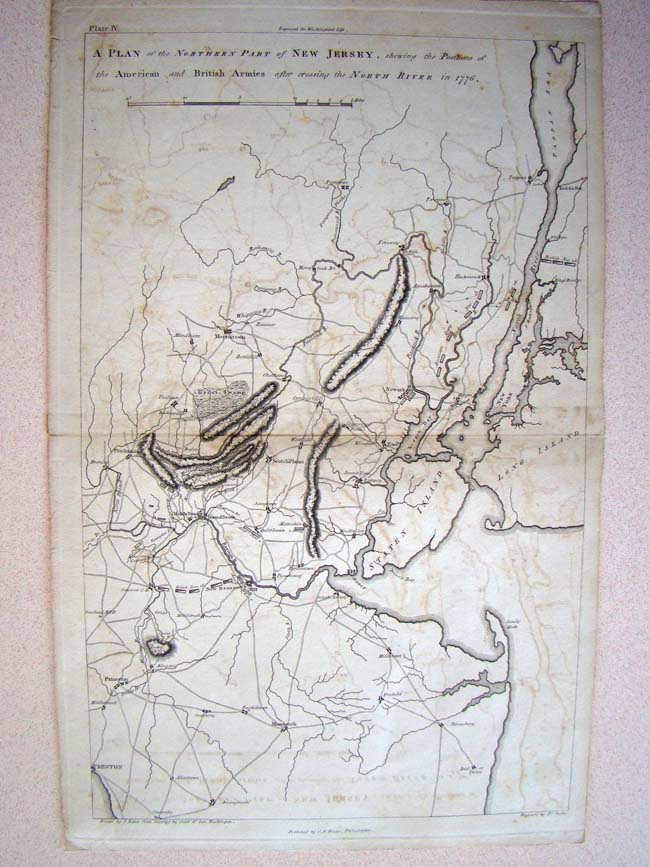 A Revolutionary War period map entitled "A Plan of the Northern Part of NEW JERSEY, showing positions of the American and British Armies after crossing the North River in 1776.' Published by C. P. Wayne, Philadelphia, in 1805 — image 2